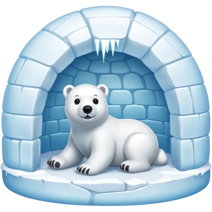 ice igloo with polar bear inside emoji