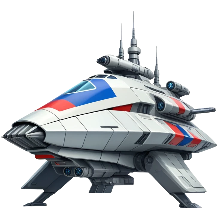 Massive futuristic Russian mothership with prominent flag colors, intimidating weapons emoji