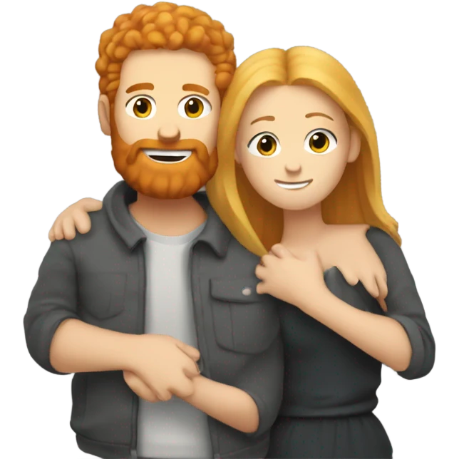 Ginger man with beard hugging blonde girl  emoji