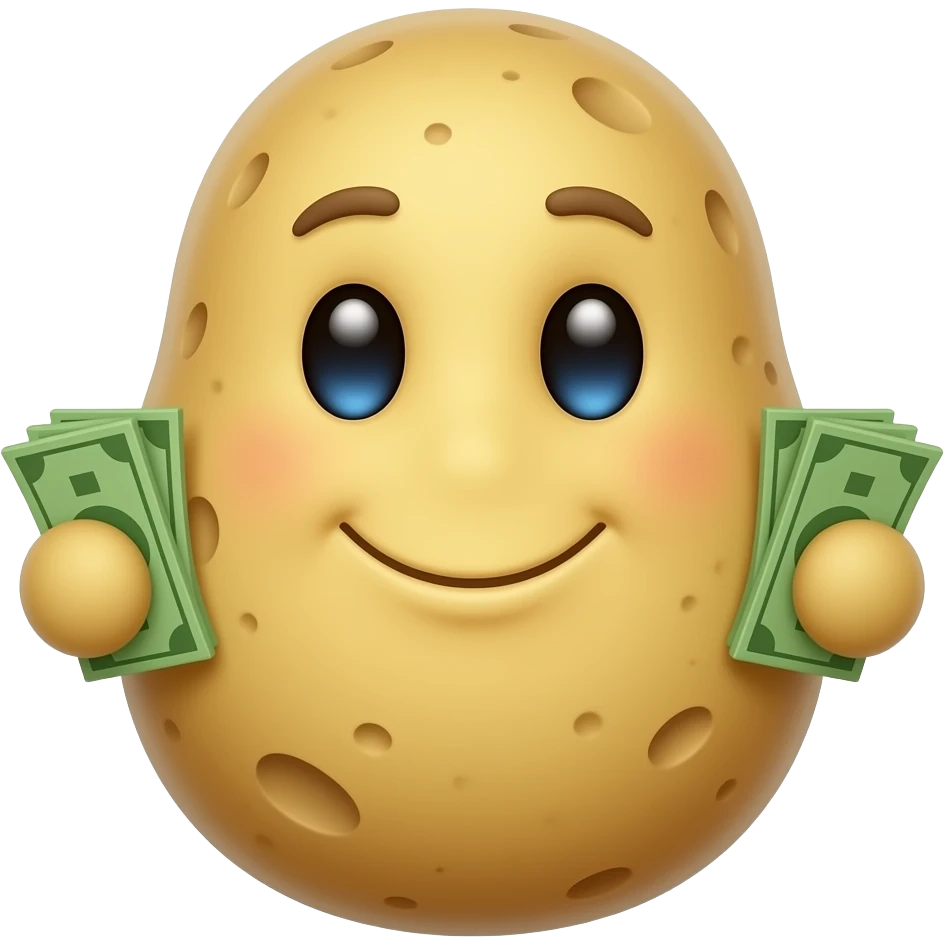 Potato holding money emoji