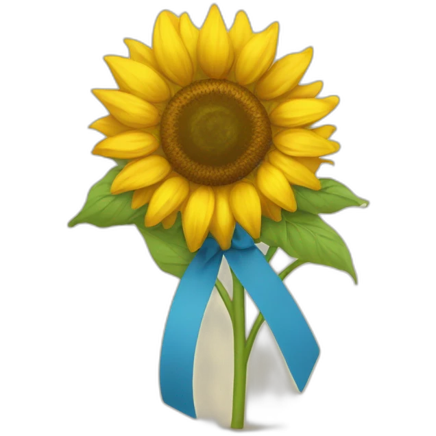 sunflower flowers tied with a yellow-blue ribbon emoji
