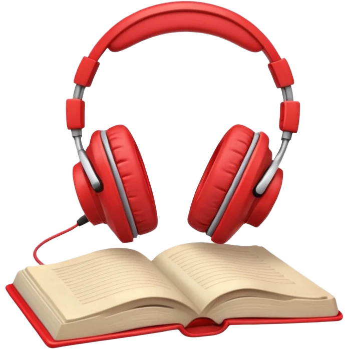 Red headphones laying on a closed red book emoji emoji