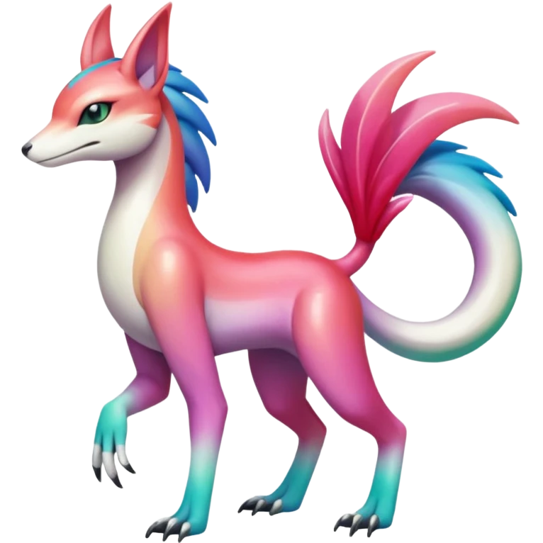 Colorful gradients-colored Meloetta-Sergal-Palkia-hybrid-fusion-Fakémon-creature, full body emoji