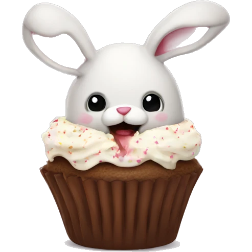 Bunny bear eat cupcake  emoji
