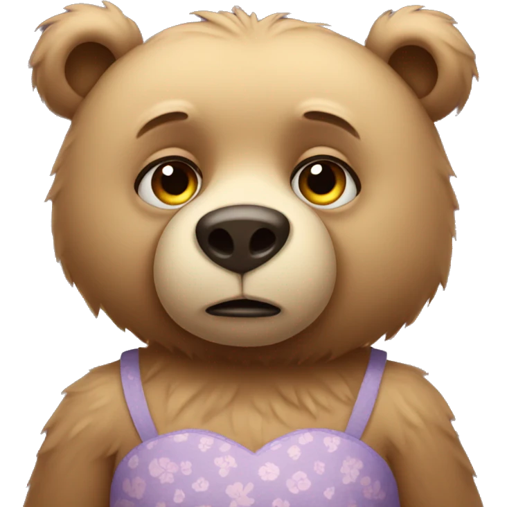 sad bear wearing a dress  emoji