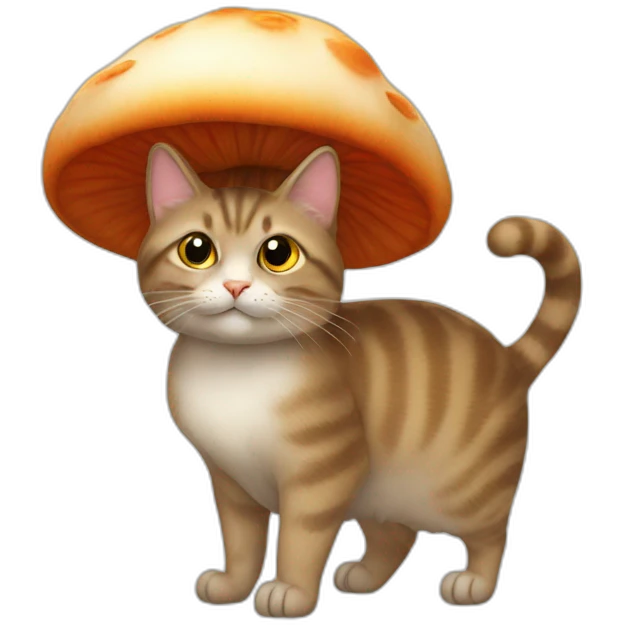cat wearing a mushroom hat emoji
