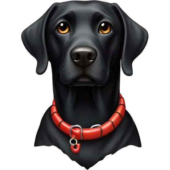 Black lab dog with lobster collar emoji