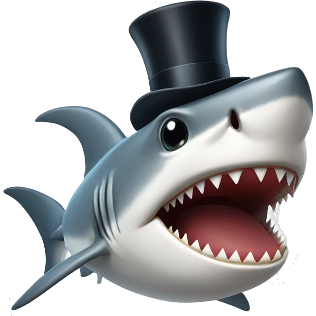 Shark with a top hat emoji