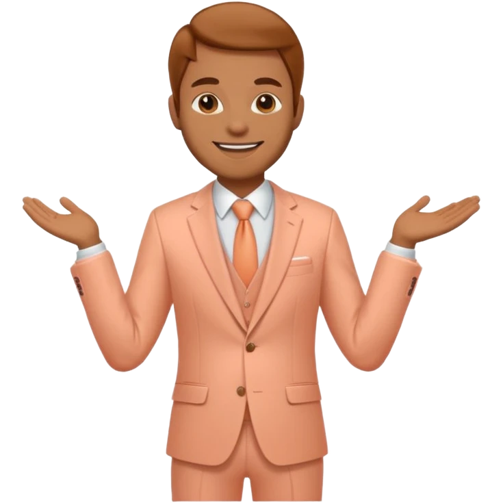 Excited pursed lip full body man emoji with a large peach where there waist would usually be emoji