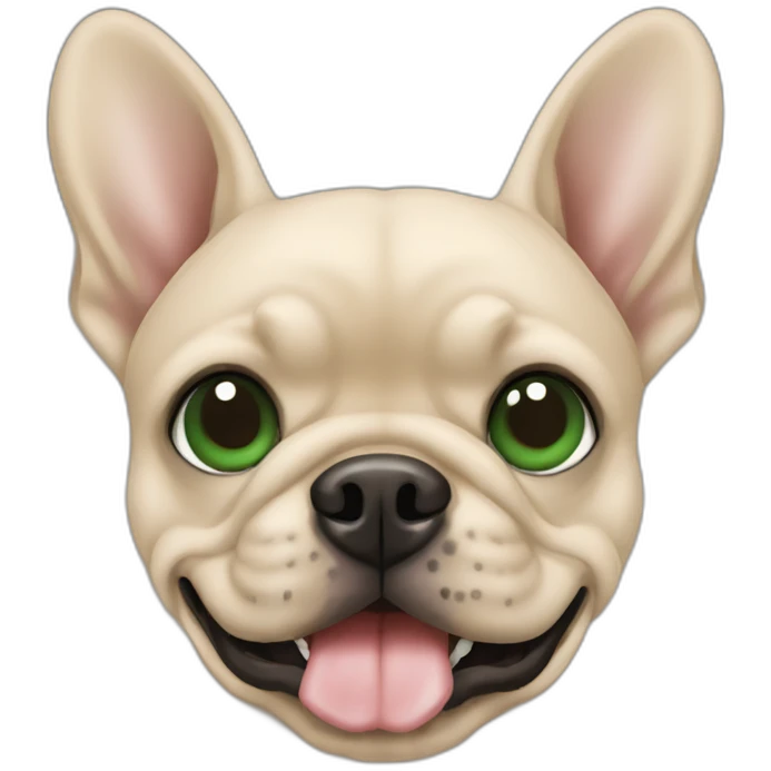 sand french buldog with dark green eyes emoji