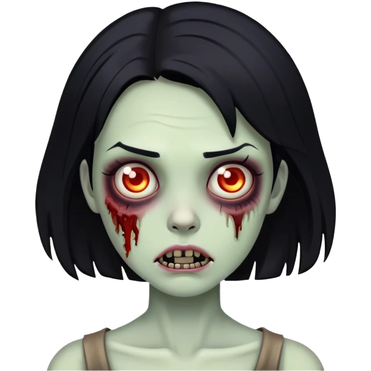 garota zumbi com cabelo pretos emoji