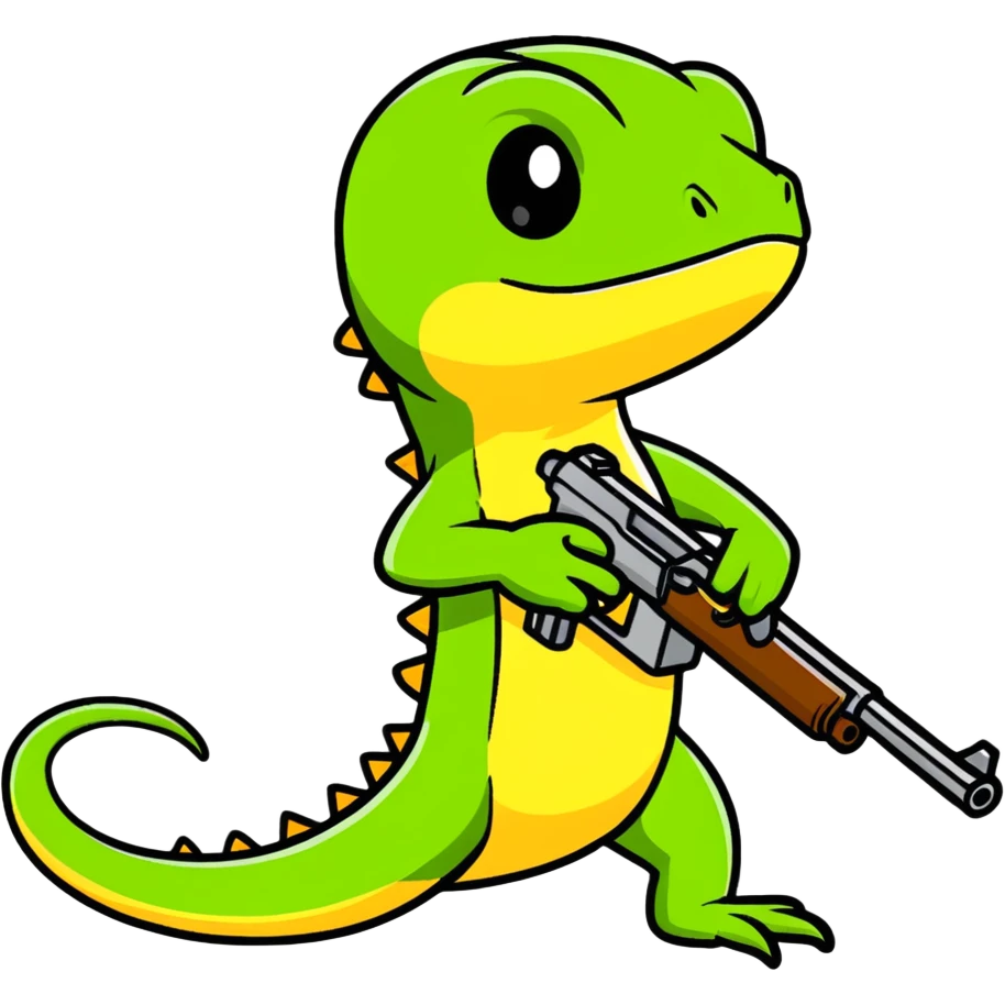 lizard holding a gun emoji