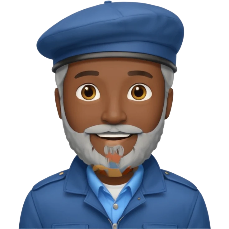 Man with Light Grey Beret – Beard, blue jacket, dark skin.







 emoji