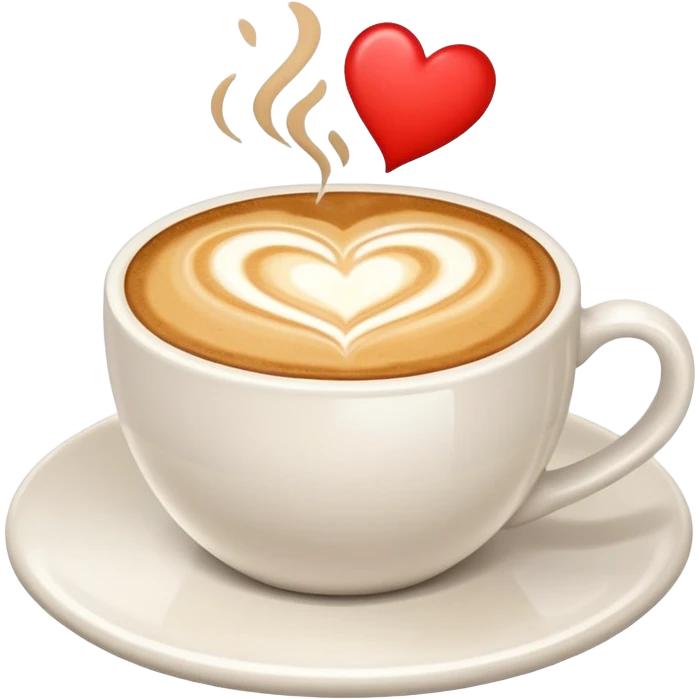 coffee cup with a latte art heart emoji