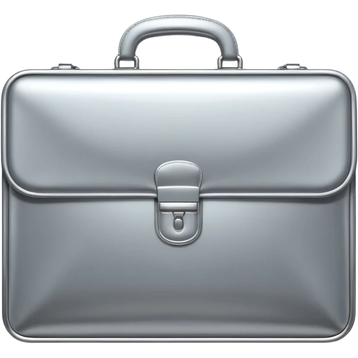 A luxury briefcase emoji made of polished silver chrome, smooth rectangular shape, metallic reflections, minimal high-end design, swag business aesthetic, iOS emoji style, centered, clean white background
 emoji