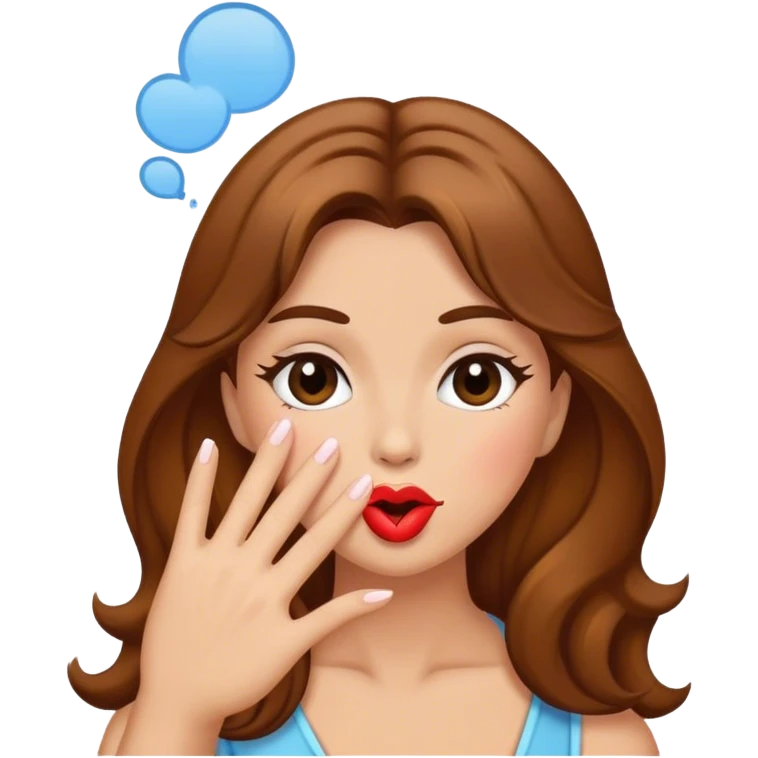 Browned hair lady blowing a kiss with her hand emoji