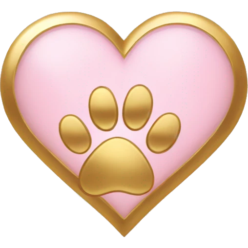 Gold heart with light pink paw print  emoji