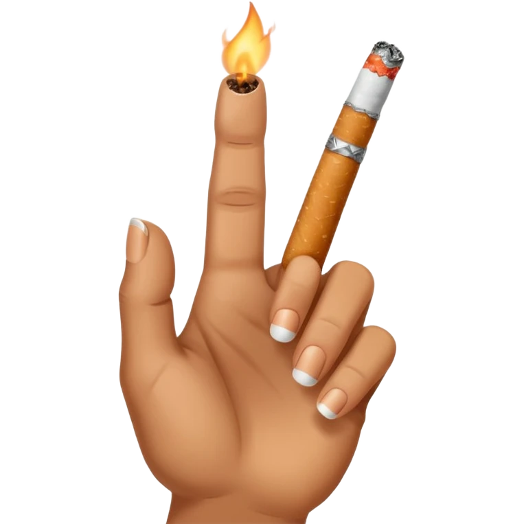 A hand holding a cigarette  emoji