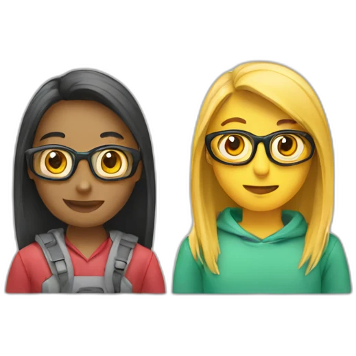 two students coding emoji