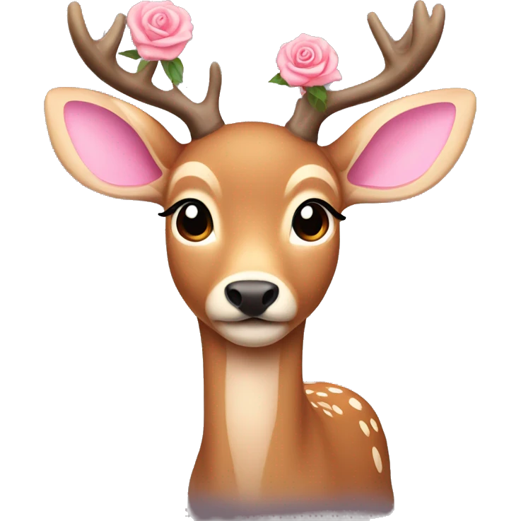 light brown deer with rose/light pink bow on its ear  emoji