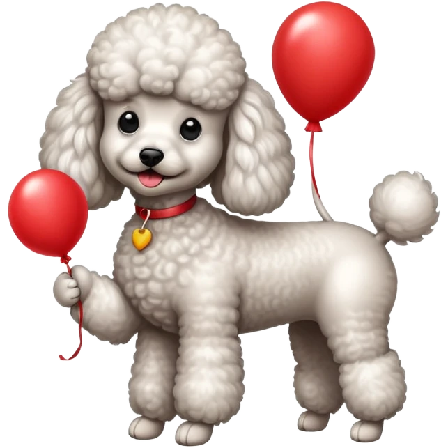 a poodle with a balloon emoji