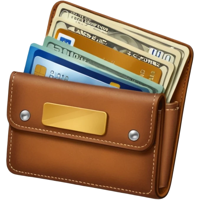 portefeuille marron avec pleins de billet et carte bancaire emoji