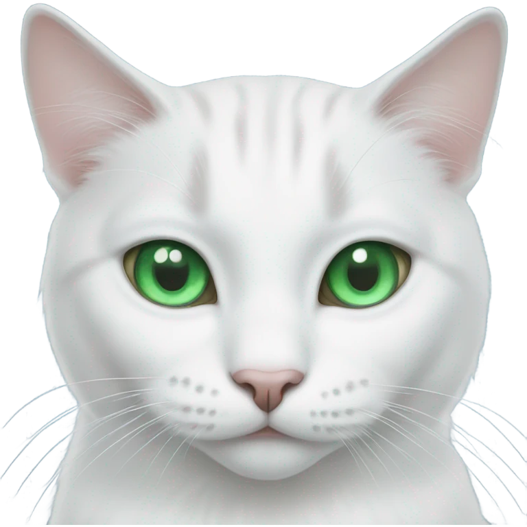 White cat with a green eye and a blue eye emoji