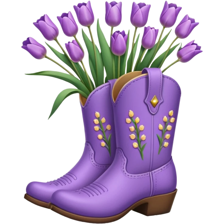 Create a singular cowboy boot filled with natural looking flowers ex. Lavender, baby’s breath, tulips etc  emoji