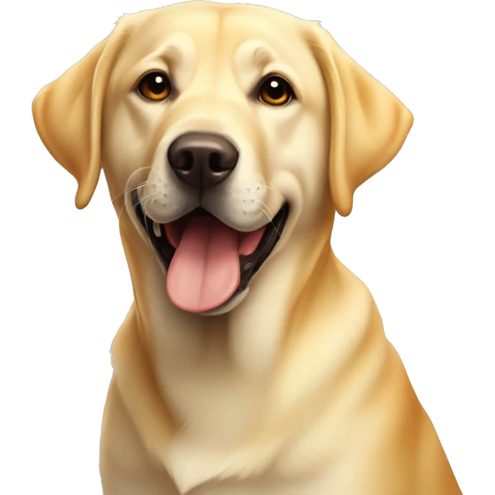 Yellow lab with orange ball that has dimples in the ball  emoji