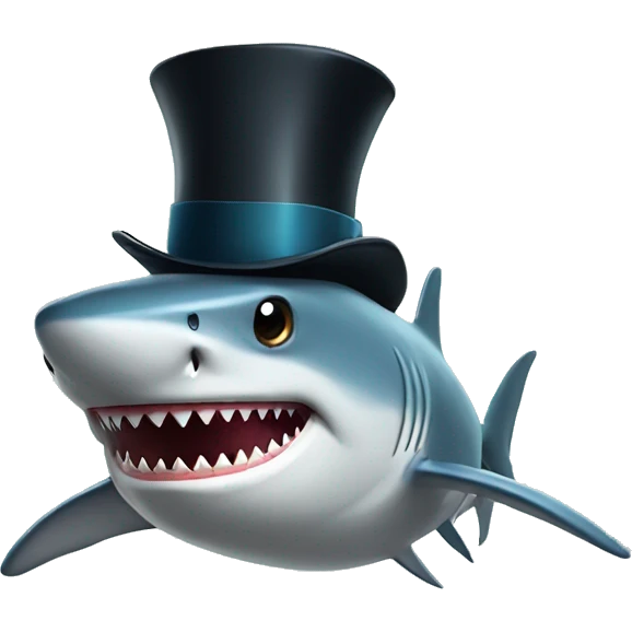 Shark with a top hat emoji