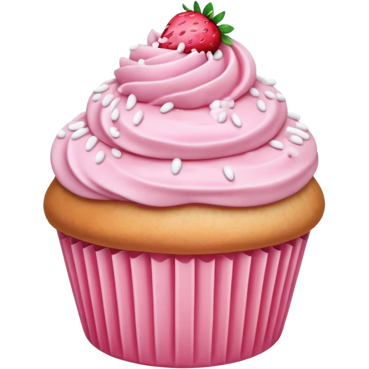 Strawberry ice cream style frosted cupcake  emoji