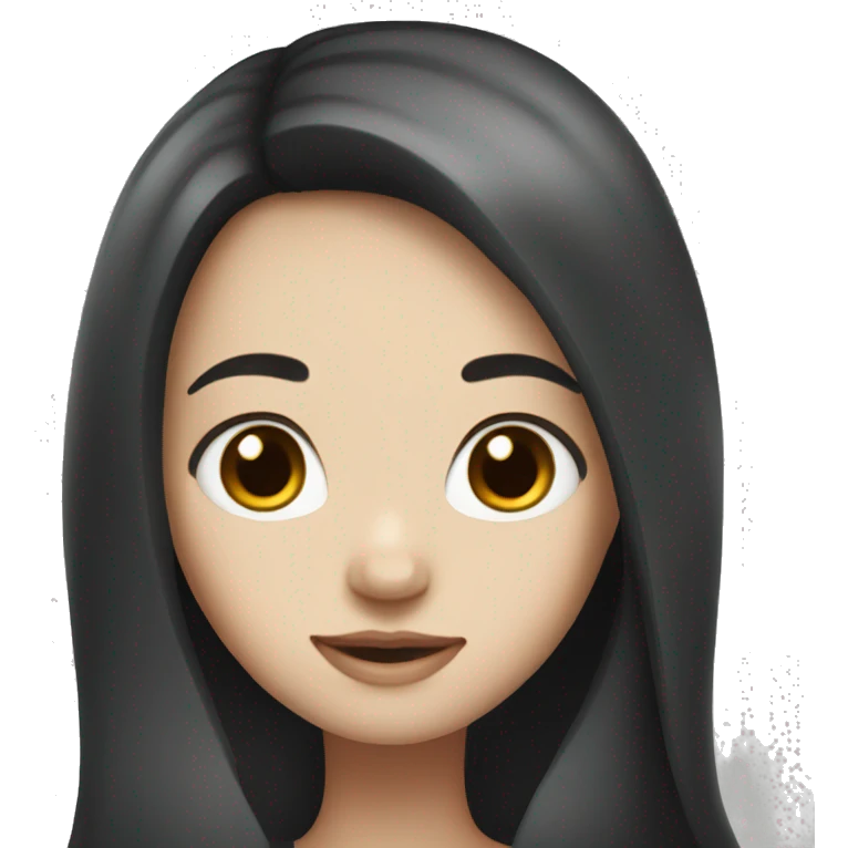 Girl with long black hair white skin and brown eyes  emoji