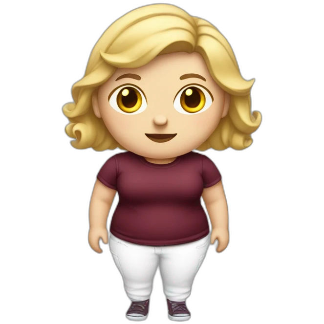 White Fat girl with burgandy t-shirt and white jeans emoji