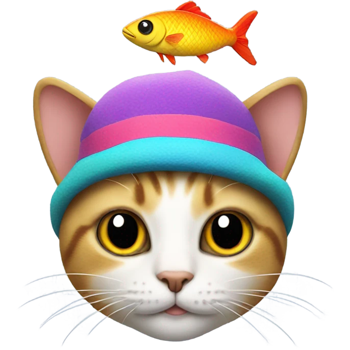 Cat wearing a fish hat emoji