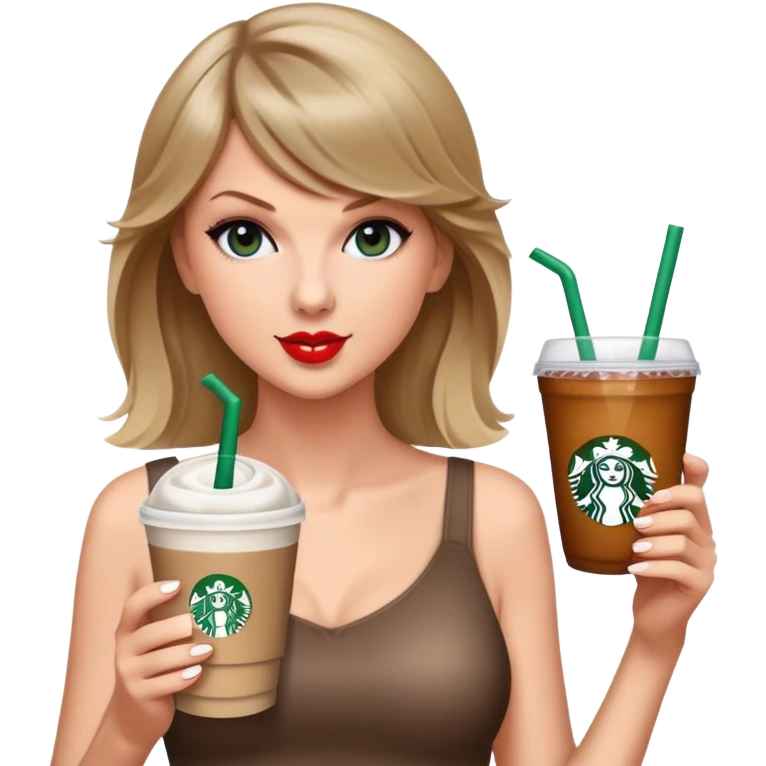 Taylor swift with a Starbucks drink  emoji