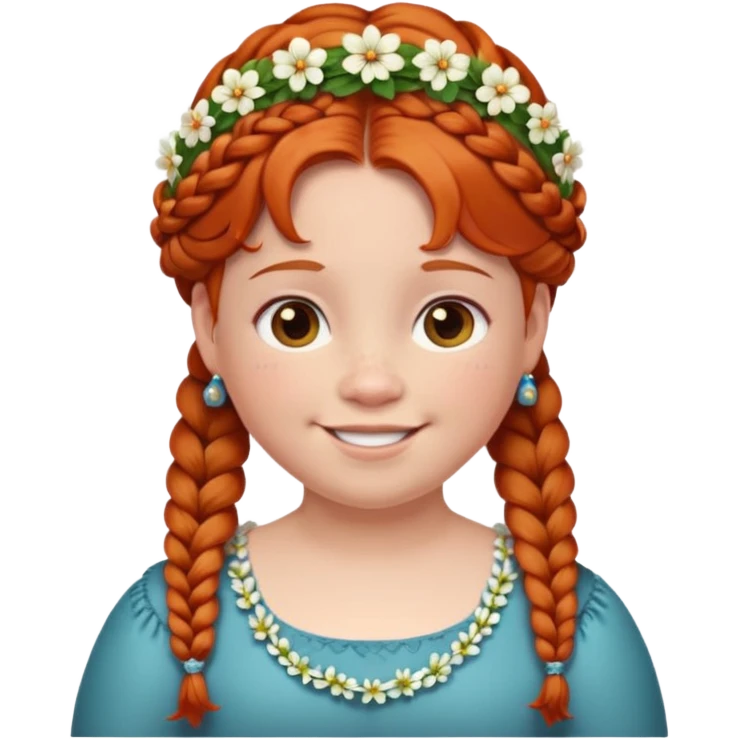 very fat redhead kid with braids and floral tiara emoji