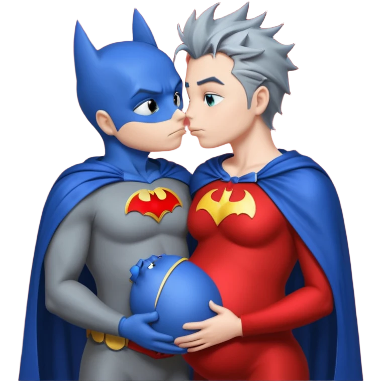 Batman kissing Pregnant sonic X emoji
