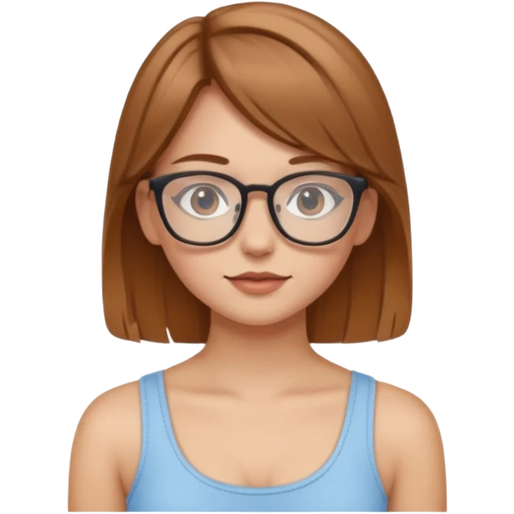 Hafif kumrak saçlı, beyaz tenli, gözlüklü, crop giyinen bir kiz emoji