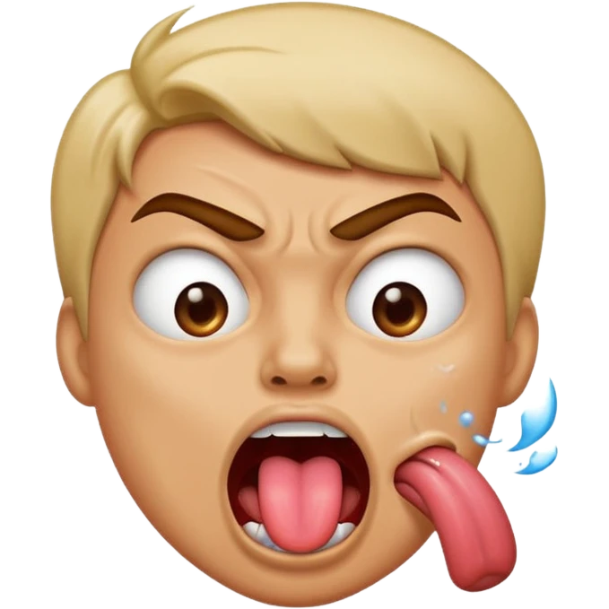 Tongue out spitting like in a joking way kinda angry emoji