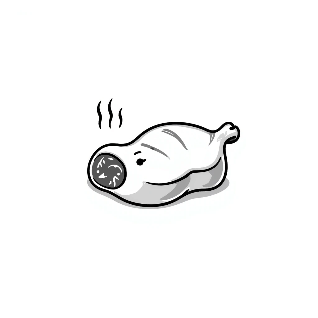 cooked meat, hand drawn black doodle style emoji