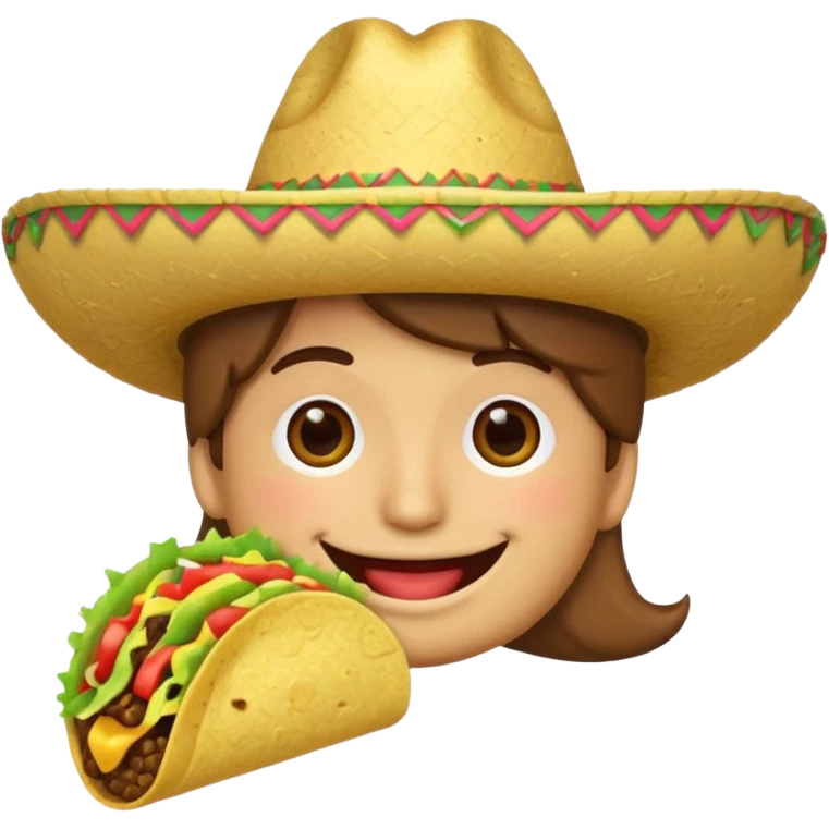 smile emoji with sombrero hat eating taco emoji