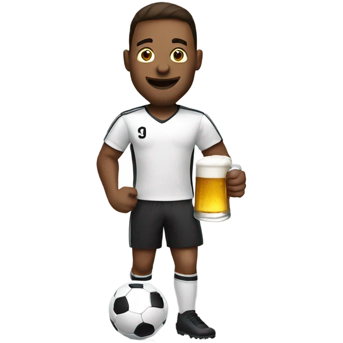 Man with beer playing soccer emoji