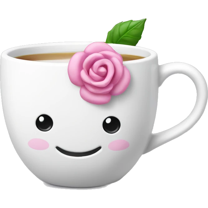Une tasse blanche avec un noeud rose emoji