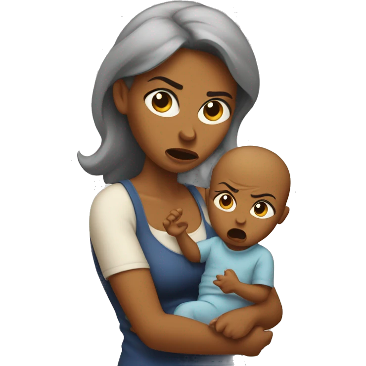 Mama with angry baby emoji