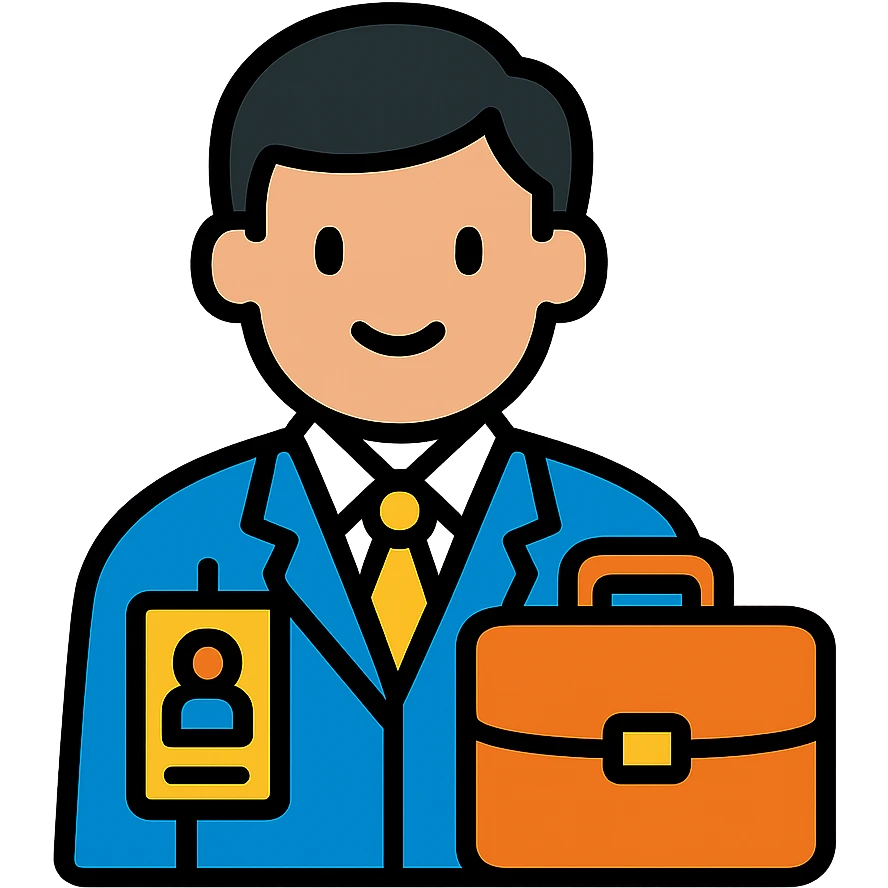 Government worker with briefcase and official badge - representing Fonction Publique emoji