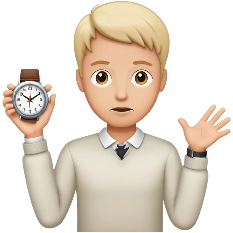 Person shrugging with a watch on emoji