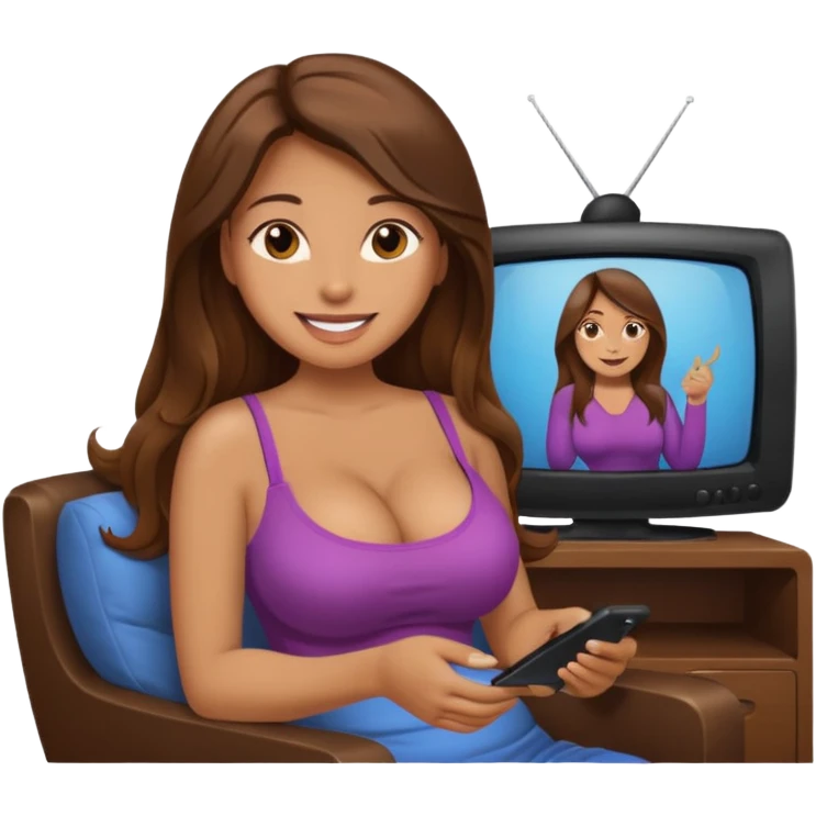 naked woman with large boobs and a hairy vagina on tv emoji