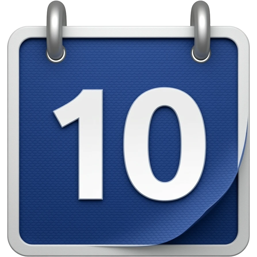 calender with date 10 with Deep blue texture and little bit tited emoji