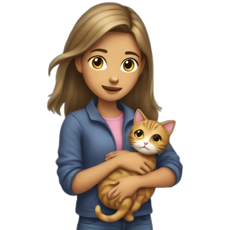 Girl carry a cat emoji
