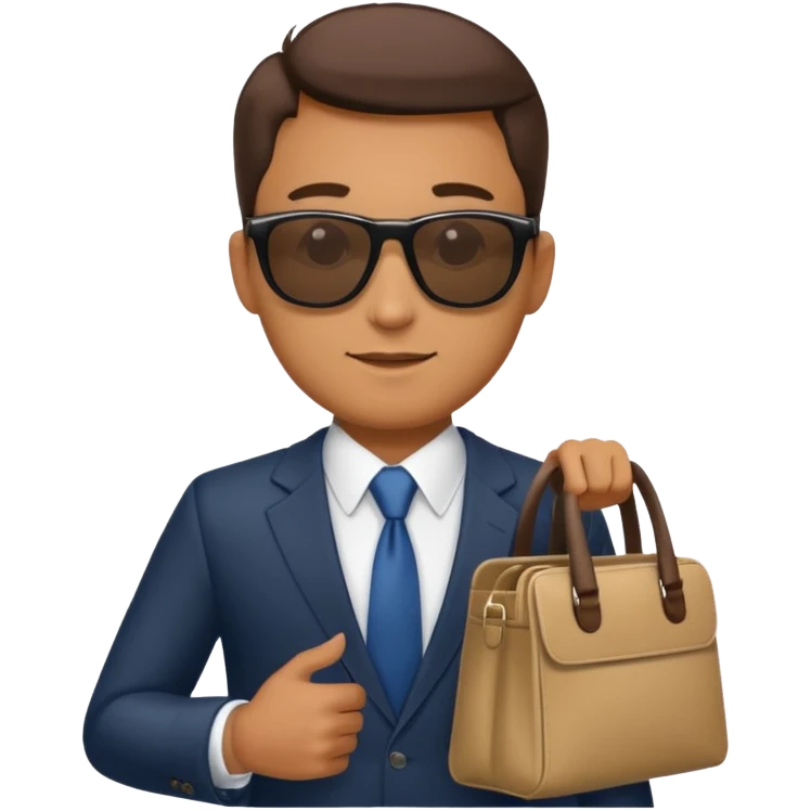 a businessman with sunglasses and a bag in his arm emoji